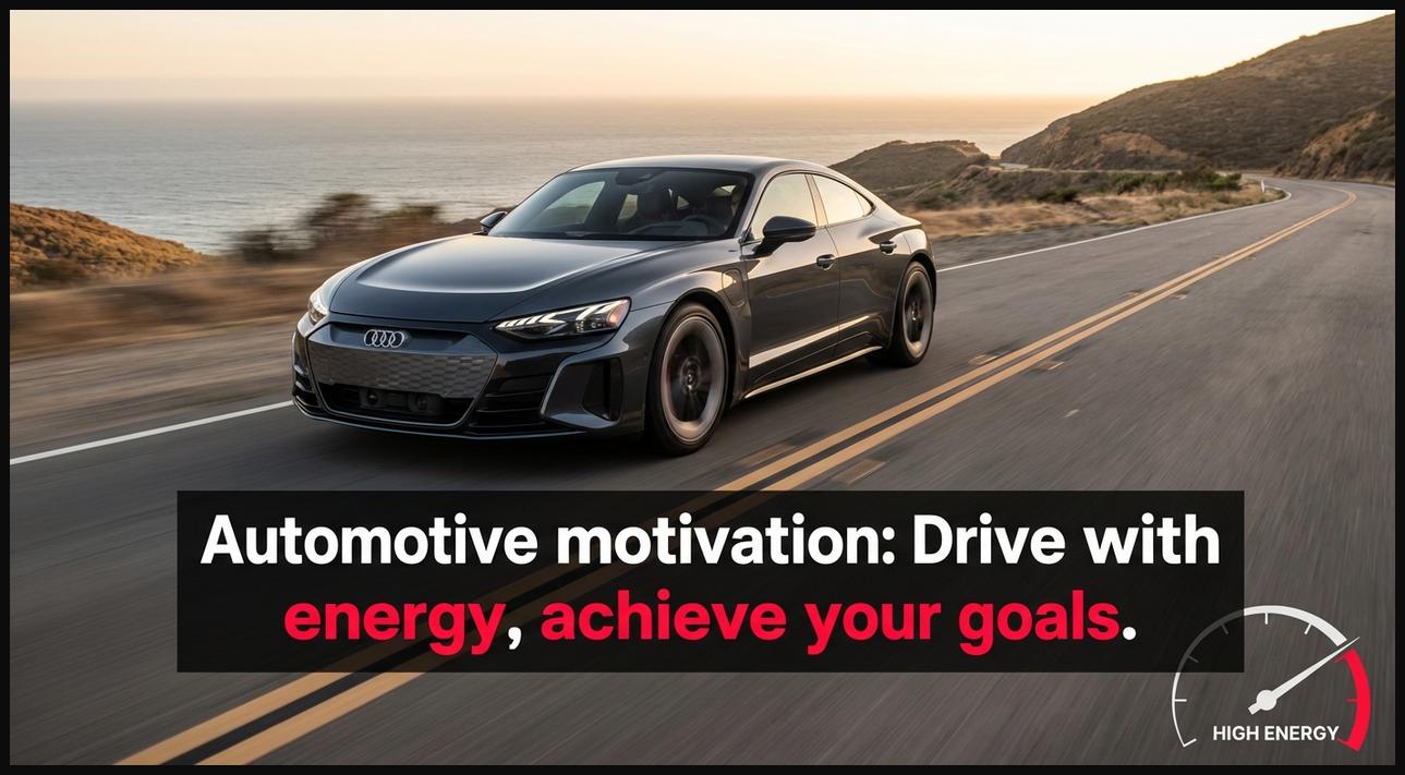 A sleek sports car accelerating on a race track, symbolizing automotive motivation, speed, and reaching goals.