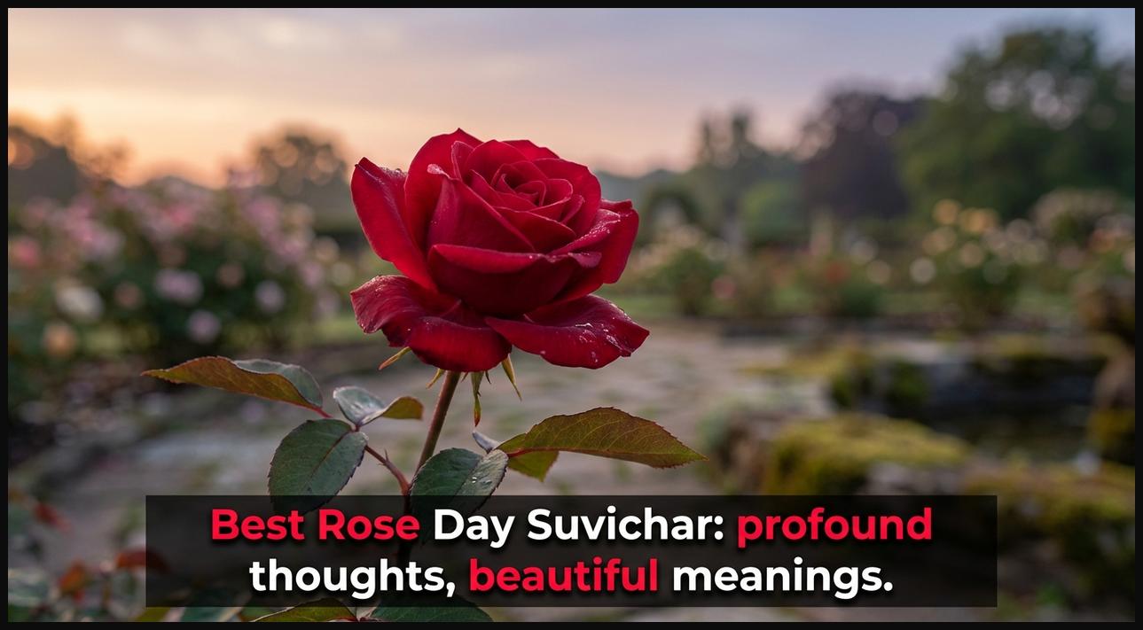 A solitary rose in soft focus, representing the best suvichar and profound thoughts for Rose Day.