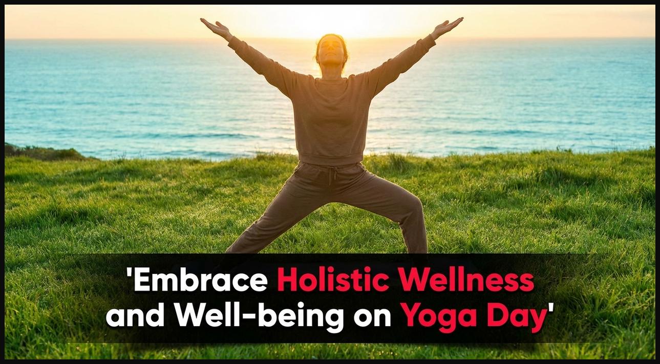 Person in an expansive yoga pose outdoors, embracing holistic wellness on Yoga Day.