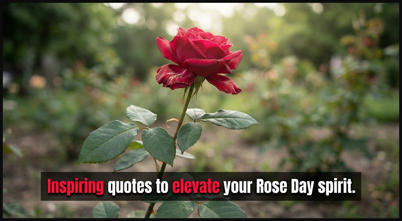 A resilient rose reaching for light, symbolizing inspiring Rose Day quotes and life lessons.