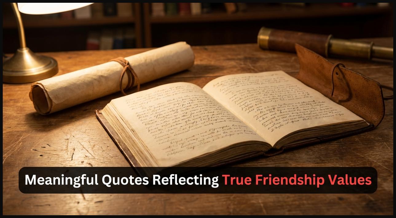 An open book or an elegant scroll with thoughtful text, symbolizing meaningful birthday quotes about friendship.