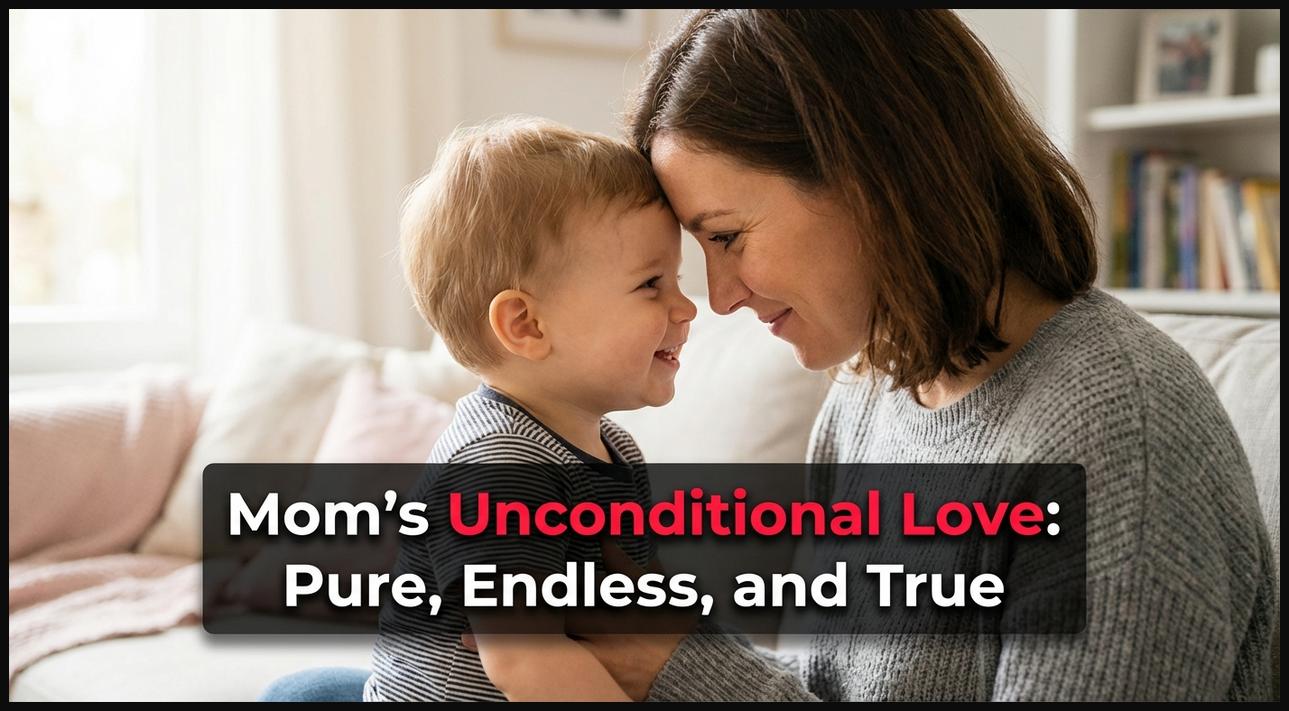 A mother and toddler sharing an intimate, loving gaze, symbolizing unconditional love.
