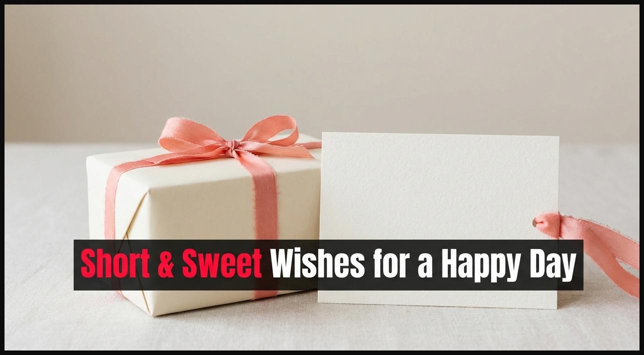 An elegant, simple birthday card or gift box with a bow, symbolizing short and sweet birthday wishes.