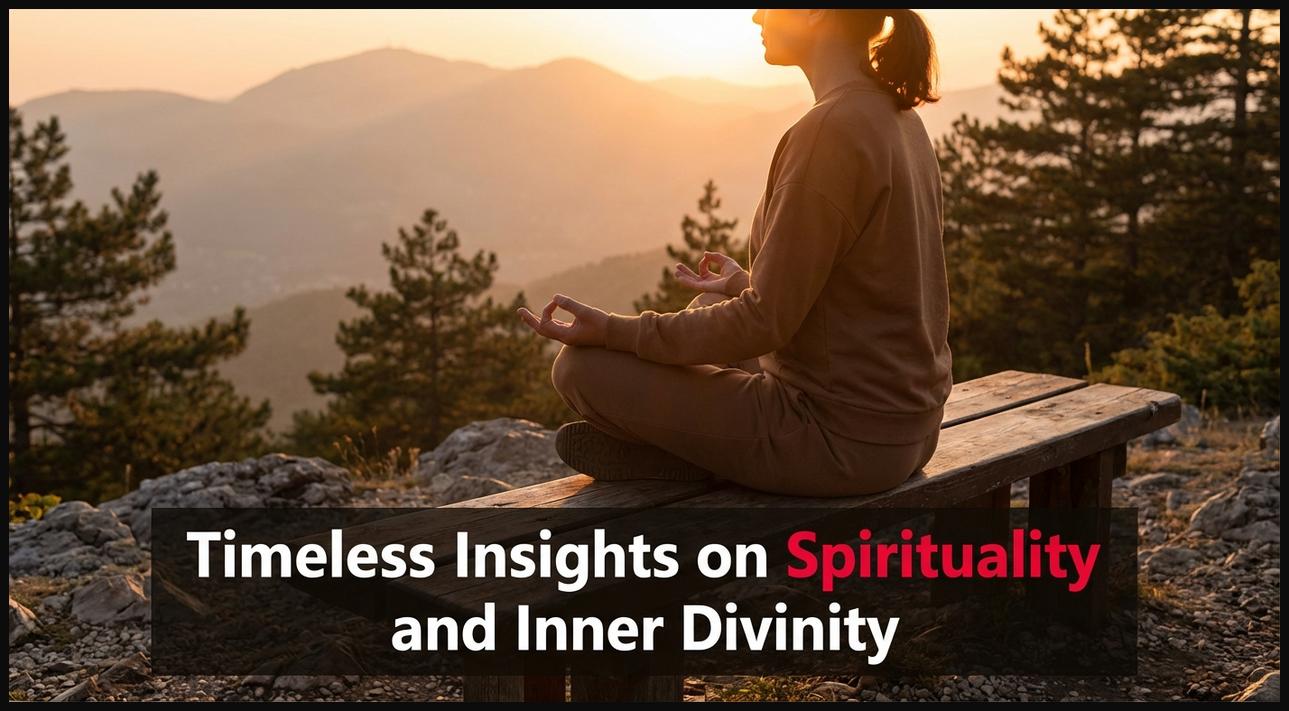 A person in a meditative pose under a soft light, symbolizing Swami Vivekananda's timeless insights on spirituality and inner divinity.